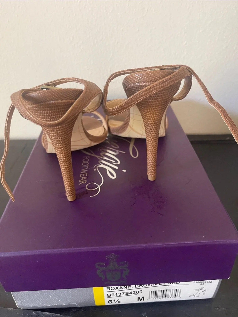 Fergie Brown Textured Open-Toe Ankle Strap Heels